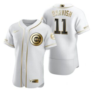Men's Yu Darvish Chicago Cubs Flex Base Jersey White Golden
