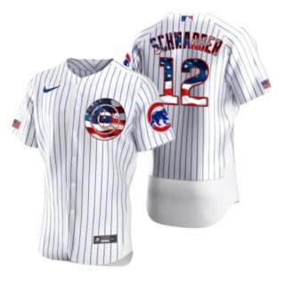 Men's Kyle Schwarber Chicago Cubs Flex Base Jersey White Stars
