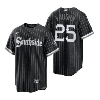 Men's Cool Base Chicago White Sox Andrew Vaughn 2021 City Connect Southside Jersey Black Stitched