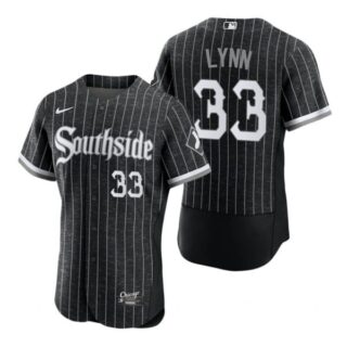 Men's Flex Base Chicago White Sox Lance Lynn 2021 City Connect Southside Jersey Black Stitched