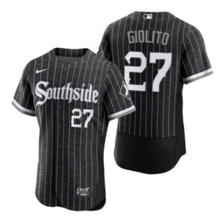 Men's Flex Base Chicago White Sox Lucas Giolito 2021 City Connect Southside Jersey Black Stitched