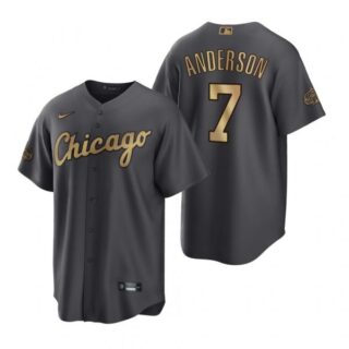 Men's Cool Base Tim Anderson Chicago White Sox 2022 MLB All-Star Game Charcoal Black Stitched Jersey