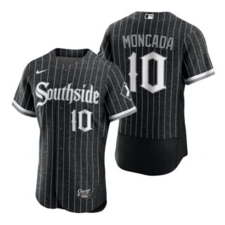 Men's Flex Base Chicago White Sox Yoan Moncada 2021 City Connect Southside Jersey Black Stitched