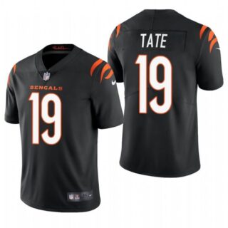 Men's #19 Auden Tate Cincinnati Bengals Vapor Limited Jersey Stitched 2021 Black