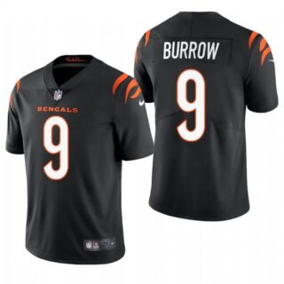 Men's #9 Joe Burrow Cincinnati Bengals Vapor Limited Jersey Stitched 2021 Black