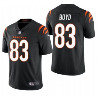 Men's #83 Tyler Boyd Cincinnati Bengals Vapor Limited Jersey Stitched 2021 Black