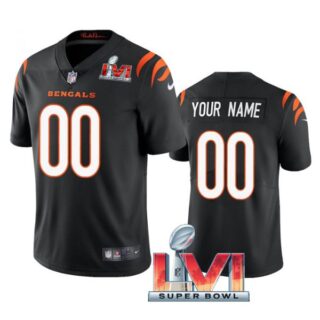 Men's Custom Cincinnati Bengals 2022 Super Bowl LVI Vapor Limited Stitched Jersey Black
