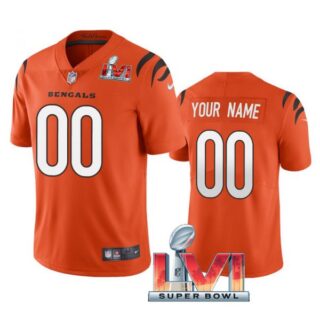 Men's Custom Cincinnati Bengals 2022 Super Bowl LVI Vapor Limited Stitched Jersey Orange