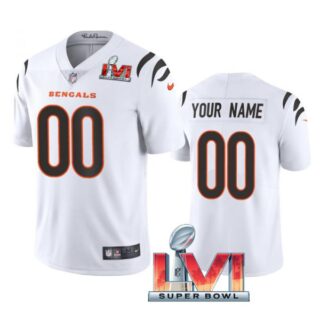 Men's Custom Cincinnati Bengals 2022 Super Bowl LVI Vapor Limited Stitched Jersey White