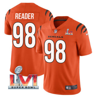 Men's D.J. Reader Cincinnati Bengals 2022 Super Bowl LVI Vapor Limited Stitched Jersey Orange