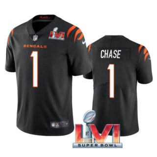 Youth Ja'Marr Chase Cincinnati Bengals 2022 Super Bowl LVI Vapor Limited Stitched Jersey Black