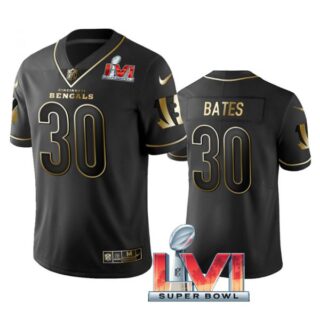 Men's Jessie Bates Cincinnati Bengals 2022 Super Bowl LVI Black Golden Stitched Jersey