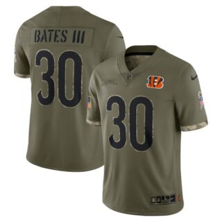 Men's Jessie Bates Cincinnati Bengals Olive 2022 Salute To Service Jersey Stitched