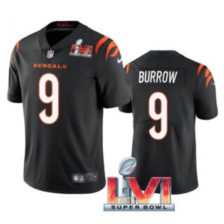Youth Joe Burrow Cincinnati Bengals 2022 Super Bowl LVI Vapor Limited Stitched Jersey Black