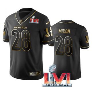 Men's Joe Mixon Cincinnati Bengals 2022 Super Bowl LVI Black Golden Stitched Jersey