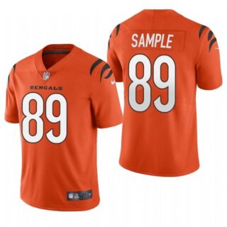 Men's #89 Drew Sample Cincinnati Bengals Vapor Limited Jersey Stitched 2021 Orange