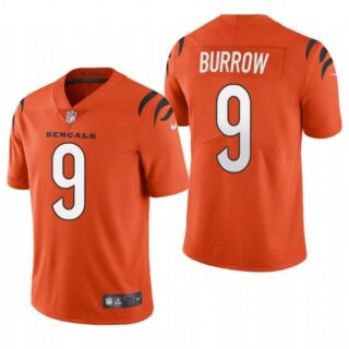 Men's #9 Joe Burrow Cincinnati Bengals Vapor Limited Jersey Stitched 2021 Orange