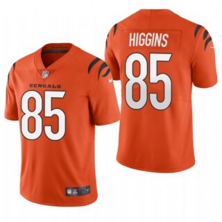 Men's #85 Tee Higgins Cincinnati Bengals Vapor Limited Jersey Stitched 2021 Orange