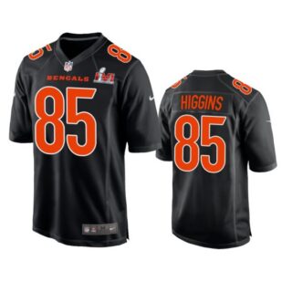 Men's Tee Higgins Cincinnati Bengals 2022 Super Bowl LVI Black Bound Game Stitched Jersey