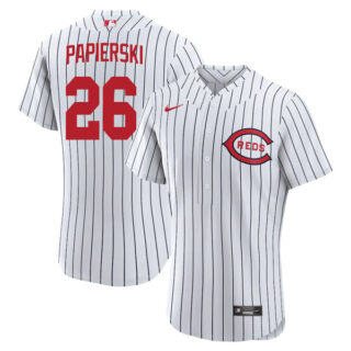 Men's Flex Base Cincinnati Reds Michael John Papierski 2022 Field of Dreams White Stitched Jersey With Name