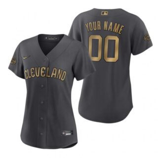 Women's Custom Cleveland Guardians 2022 MLB All-Star Game Charcoal Black Stitched Jersey