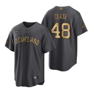 Men's Cool Base Emmanuel Clase Cleveland Guardians 2022 MLB All-Star Game Charcoal Black Stitched Jersey