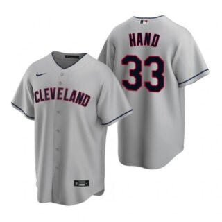 Men's Brad Hand Cleveland Indians Cool Base Jersey Gray