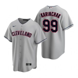 Men's James Karinchak Cleveland Indians Cool Base Jersey Gray