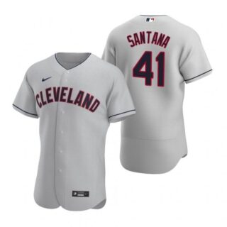Men's Carlos Santana Cleveland Indians Flex Base Jersey Gray
