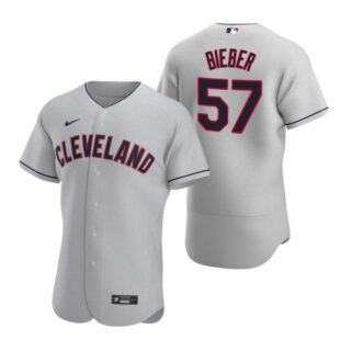 Men's Shane Bieber Cleveland Indians Flex Base Jersey Gray