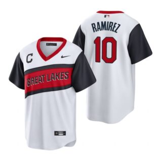 Men's #10 Harold Ramirez Cleveland Indians White Home 2021 Little League Classic Jersey