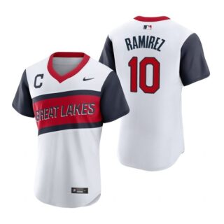 Men's #10 Harold Ramirez Cleveland Indians White Home 2021 Little League Classic Jersey