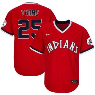 Men's Cleveland Indians #25 Jim Thome 1975 Throwback Jersey - Stitched Red
