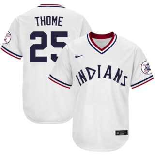 Men's Cleveland Indians #25 Jim Thome 1975 Throwback Jersey - Stitched White