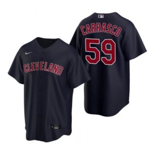 Men's Carlos Carrasco Cleveland Indians Cool Base Jersey Navy