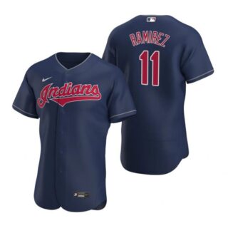 Men's Jose Ramirez Cleveland Indians Flex Base Jersey Navy Indians