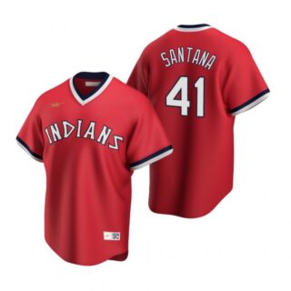 Men's Carlos Santana Cleveland Indians Cool Base Jersey Red Cooperstown