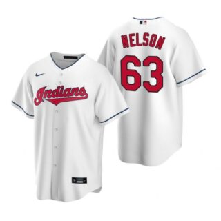 Men's Kyle Nelson Cleveland Indians Cool Base Jersey White