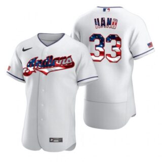Men's Brad Hand Cleveland Indians Flex Base Jersey White Stars