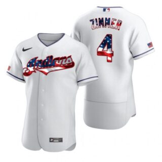 Men's Bradley Zimmer Cleveland Indians Flex Base Jersey White Stars