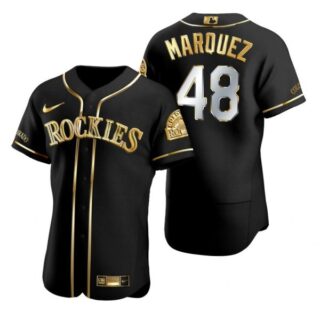 Men's German Marquez Colorado Rockies Flex Base Jersey Black Golden