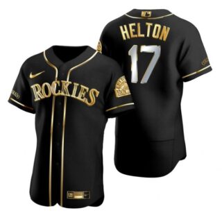 Men's Todd Helton Colorado Rockies Flex Base Jersey Black Golden