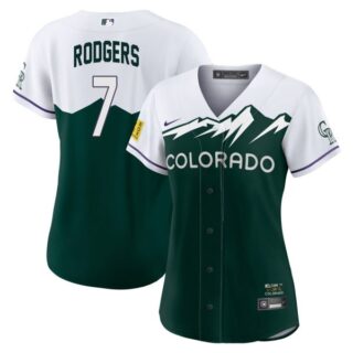 Women's Colorado Rockies Brendan Rodgers 2022 City Connect Green Stitched Jersey
