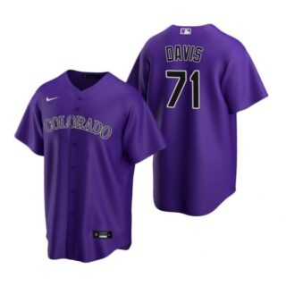 Men's Wade Davis Colorado Rockies Cool Base Jersey Purple