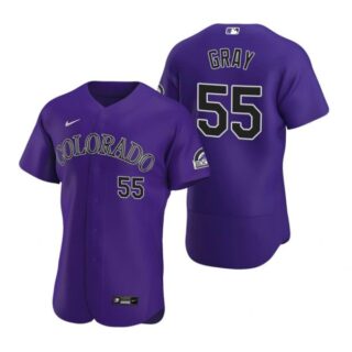 Men's Jon Gray Colorado Rockies Flex Base Jersey Purple