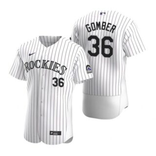 Men's Austin Gomber Colorado Rockies Flex Base Jersey White