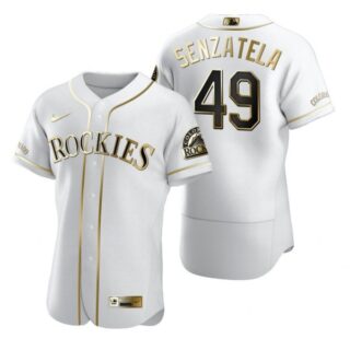 Men's Antonio Senzatela Colorado Rockies Flex Base Jersey White Golden