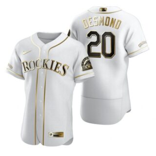 Men's Ian Desmond Colorado Rockies Flex Base Jersey White Golden