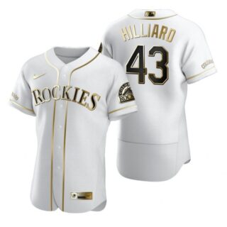 Men's Sam Hilliard Colorado Rockies Flex Base Jersey White Golden