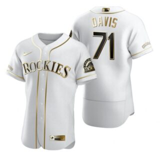 Men's Wade Davis Colorado Rockies Flex Base Jersey White Golden